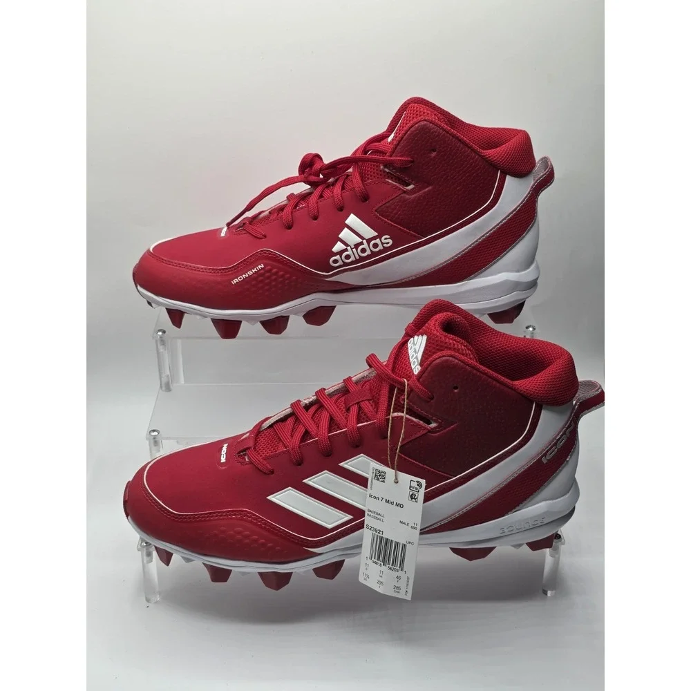 NEW Adidas Icon 7 Mid Cleats Red White Size 11.5 baseball softball mens